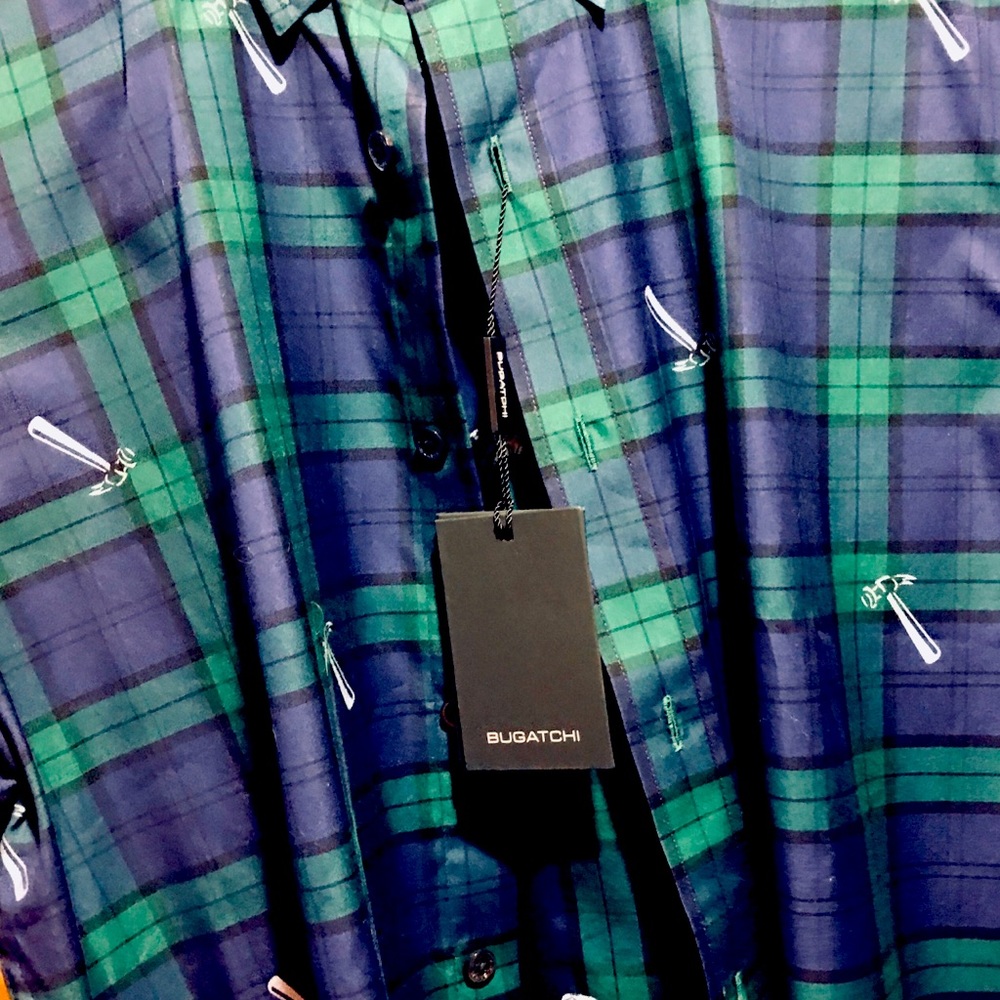 Bugatchi shaped fit NWT US Lg long sl shirt